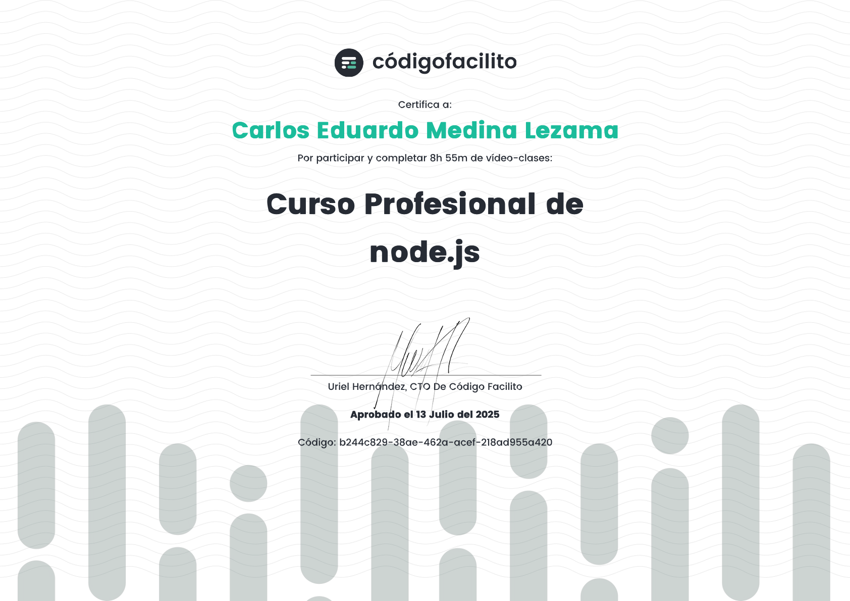 Curso Profesional de Node JS - CódigoFacilito - Carlos Eduardo Medina Lezama